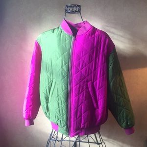 Vintage Pink & Green Silk bomber jacket